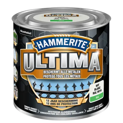 Hammerite metaallak Ultima wit mat 250ml 2