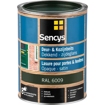 Lasure Sencys pour portes et fenêtres opaque satin RAL6009 2,5L 2