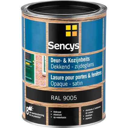 Lasure Sencys pour portes et fenêtres opaque satin RAL9005 2,5L 2