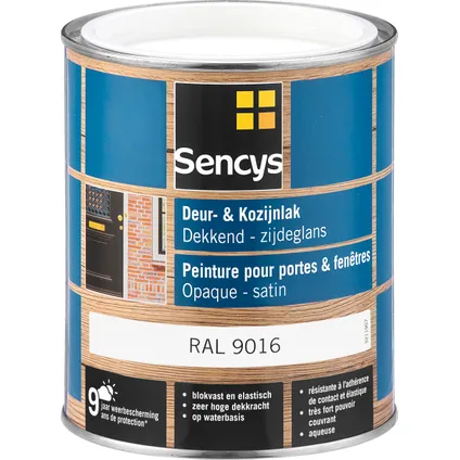 Sencys deur- en kozijnlak zijdeglans RAL9016 0,75L 2