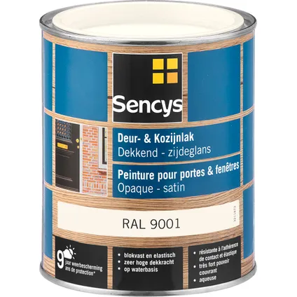 Laque Sencys pour portes et fenêtres satin RAL9001 0,75L 2