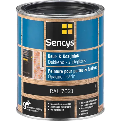 Sencys deur- en kozijnlak zijdeglans RAL7021 0,75L 2