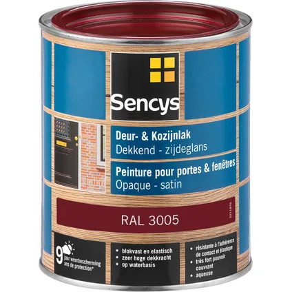 Sencys lak voor deuren en ramen zijdeglans RAL3005 750ml 2