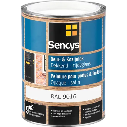 Sencys lak voor deuren en ramen zijdeglans RAL9016 2,5L 2