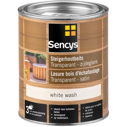 Vernis pour bois d'échafaudage Sencys transparent white wash 750ml 2