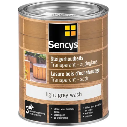 Vernis pour bois d'échafaudage Sencys transparent light grey wash 750ml 2