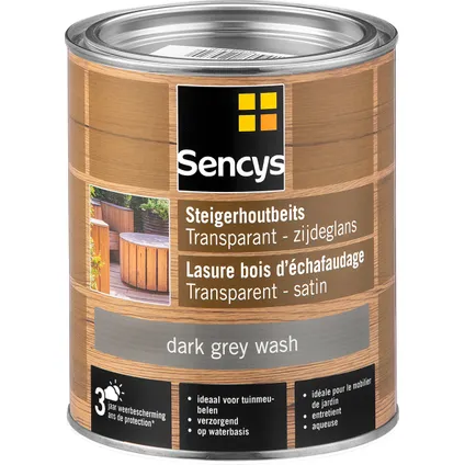 Vernis pour bois d'échafaudage Sencys transparent dark grey wash 750ml 2