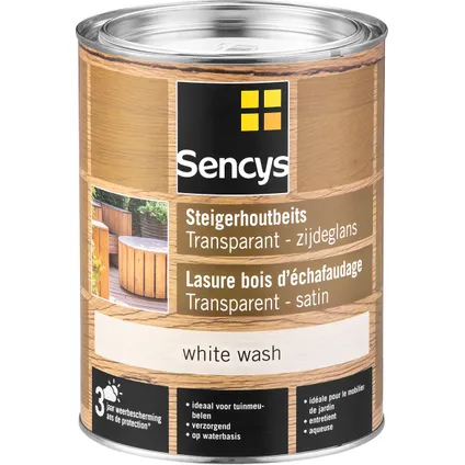 Vernis pour bois d'échafaudage Sencys transparent white wash 2,5l 2