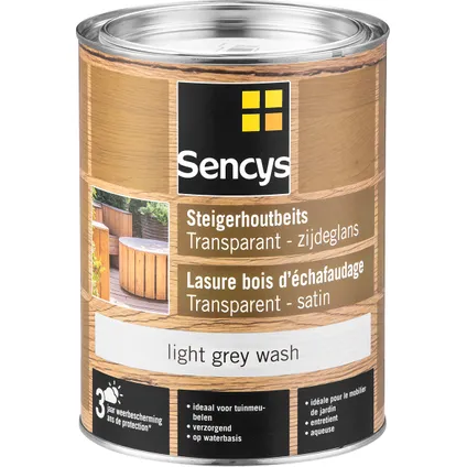 Vernis pour bois d'échafaudage Sencys transparent light grey wash 2,5l 2