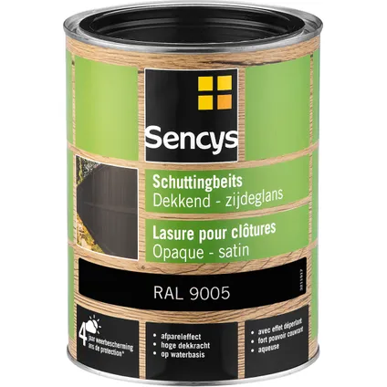 Lasure pour clôture Sencys opaque RAL9005 5L 2