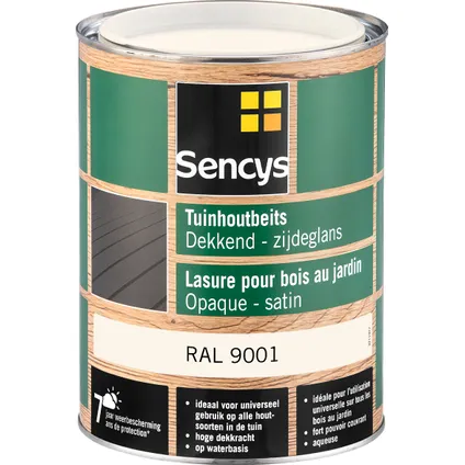 Sencys tuinhoutbeits dekkend zijdeglans RAL9001 2,5L 2