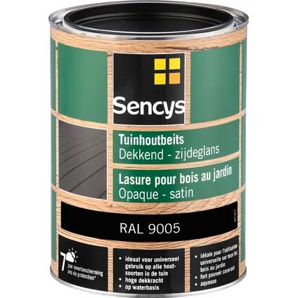 Sencys tuinhoutbeits dekkend zijdeglans RAL9005 2,5L 2