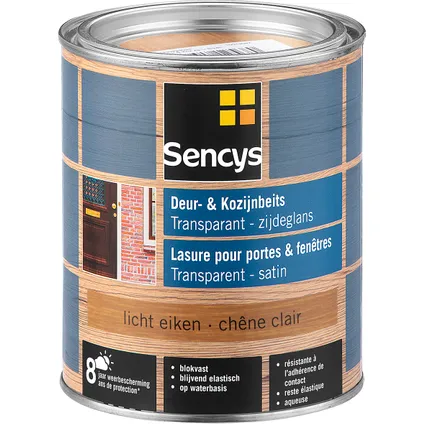 Sencys beits ramen en deuren semi-transparant zijdeglans lichte eiken 0,75L 2