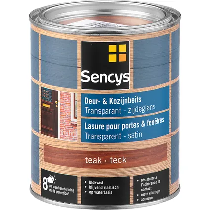 Sencys beits ramen en deuren semi-transparant zijdeglans teak 0,75L 2