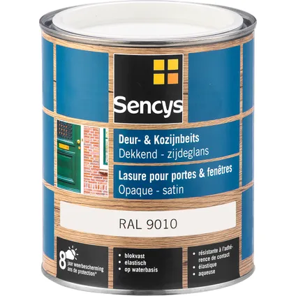 Lasure Sencys pour portes et fenêtres opaque satin RAL9010 0,75L 2