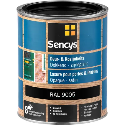 Lasure Sencys pour portes et fenêtres opaque satin RAL9005 0,75L 2