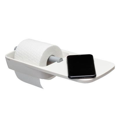 Porte-rouleau papier toilette Tiger Tess avec tablette blanc/gris clair