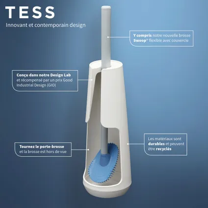 Tiger Tess toiletborstelhouder vrijstaand met Swoop® borstel flexibel wit/lichtgrijs 8