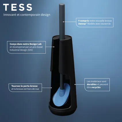 Tiger Tess toiletborstelhouder vrijstaand met Swoop® borstel flexibel zwart/antraciet 8
