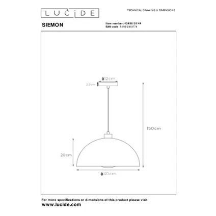 Lucide hanglamp Siemon okergeel ⌀40cm E27 8
