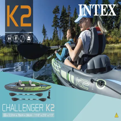 Intex kajak Challenger K2 opblaasbaar vinyl groen 5