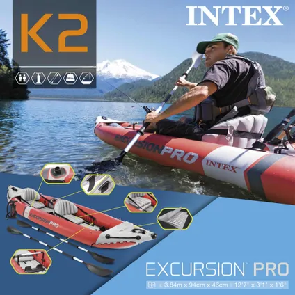 Intex kajak Excursion Pro opblaasbaar PVC rood-grijs 8