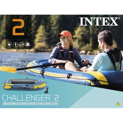 Intex opblaasboot set Challenger 2 tweepersoons blauw-geel 236cm 7