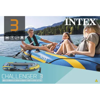 Intex opblaasboot set Challenger 3 driepersoons blauw-geel 295cm 9