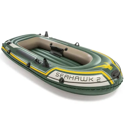 Intex opblaasboot set Seahawk 2 tweepersoons groen-geel 236cm 2