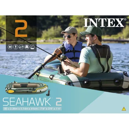 Intex opblaasboot set Seahawk 2 tweepersoons groen-geel 236cm 4