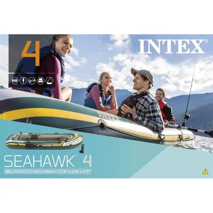 Intex opblaasboot set Seahawk 4 vierpersoons groen-geel 351cm 7