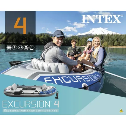Intex opblaasboot set Excursion 4 vierpersoons grijs-blauw 351cm 6