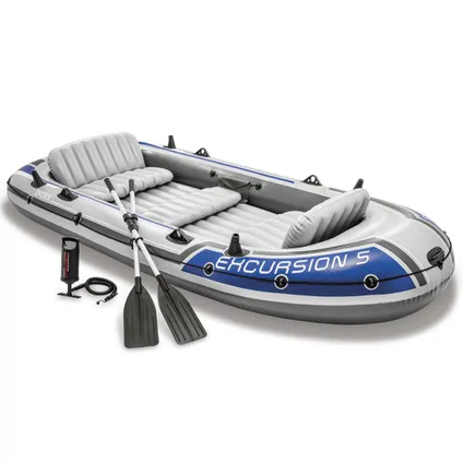 Intex opblaasboot set Excursion 5 driepersoons grijs-blauw 366cm