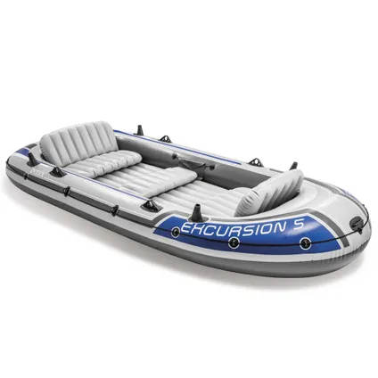 Intex opblaasboot set Excursion 5 driepersoons grijs-blauw 366cm 2