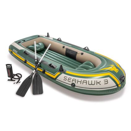 Intex opblaasboot set Seahawk 3 driepersoons groen-geel 295cm