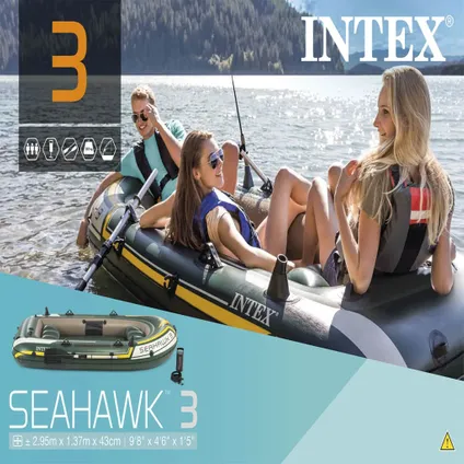 Intex opblaasboot set Seahawk 3 driepersoons groen-geel 295cm 3
