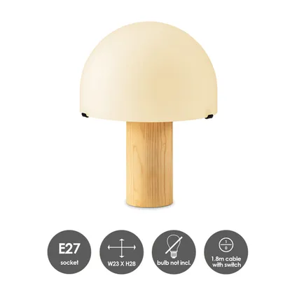 Lampe de table Home Sweet Home Mushroom bois opale E27 6