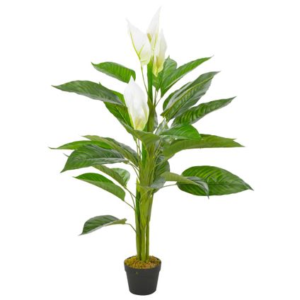 VidaXL kunstplant anthurium + pot groen-wit 115cm