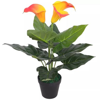 VidaXL kunstplant calla lelie + plant rood-geel 45cm