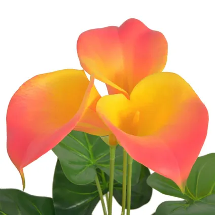 VidaXL kunstplant calla lelie + plant rood-geel 45cm 2