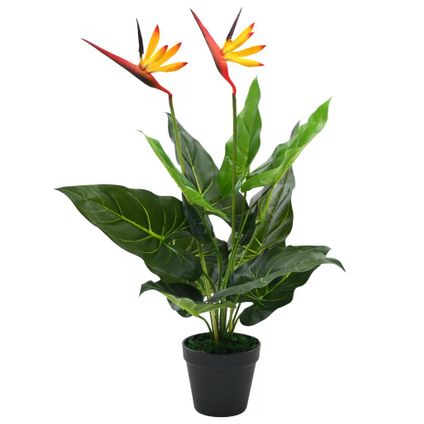 VidaXL kunstplant paradijsvogelbloem + pot groen-rood-geel 66cm