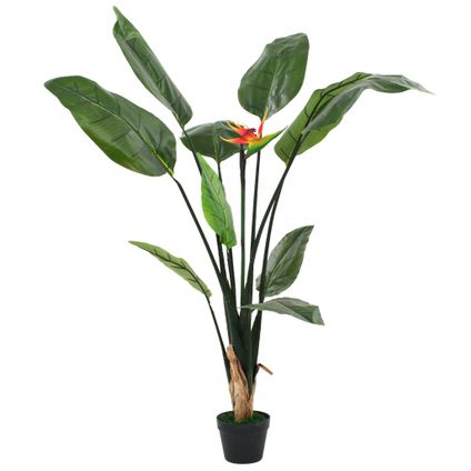 VidaXL kunstplant paradijsvogelbloem + pot groen-rood 155cm