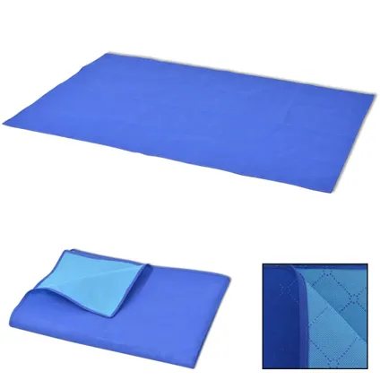 vidaXL Couverture de pique-nique Bleu et bleu clair 100 x 150 cm 2
