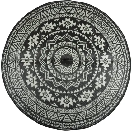 Esschert Design buitenkleed dia rond zwart-wit Ø180cm 2