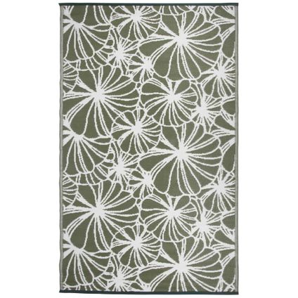 Esschert Design buitenkleed bloemmotief groen-wit 241x152cm