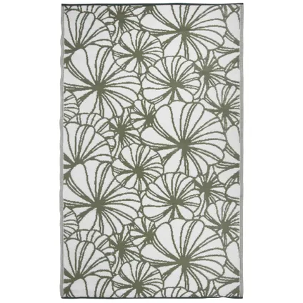 Esschert Design buitenkleed bloemmotief groen-wit 241x152cm 2
