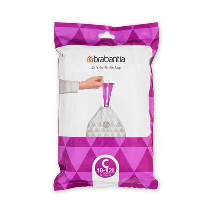 Sac poubelle Brabantia PerfectFit avec cordon de fermeture code C 10-12 litres 40 sacs par distributeur