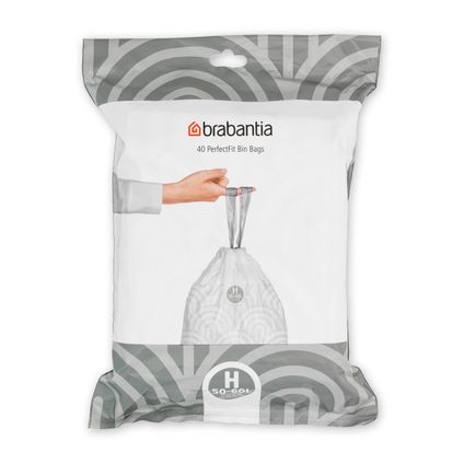 Sac poubelle Brabantia PerfectFit avec cordon de fermeture Code H 50-60L 40 sacs par distributeur