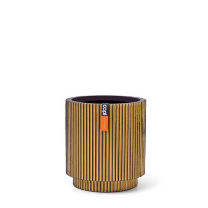 Vase cylindre Groove 19x21 noir or