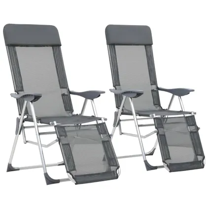 loyaliteit silhouet professioneel VidaXL campingstoel + voetensteun inklapbaar aluminium grijs 2 stuks